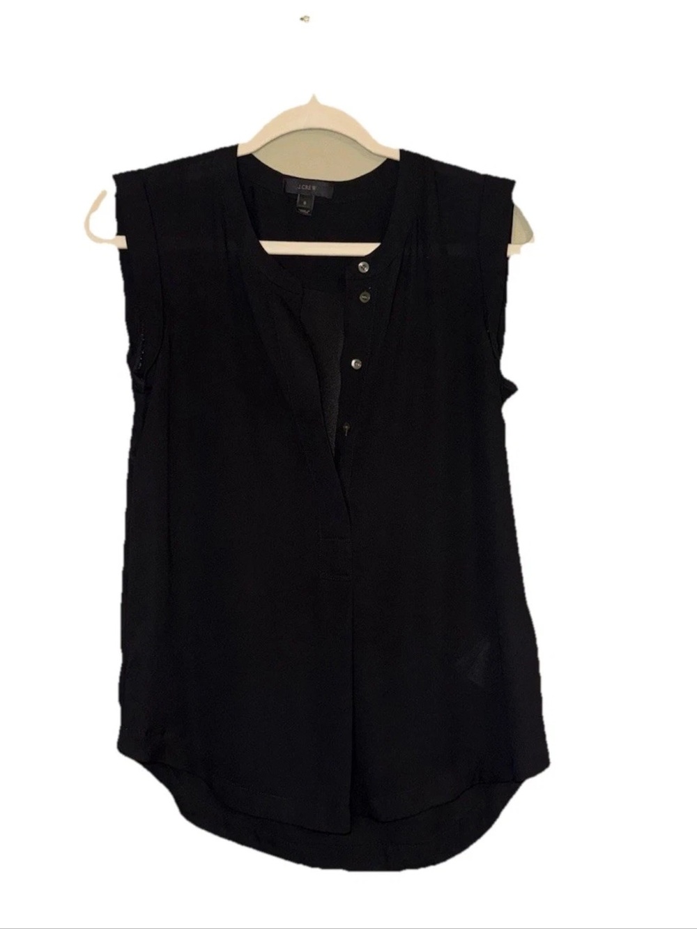 J.Crew Black Jules Sleeveless Tuxedo Popover Blouse Top - Size 0
